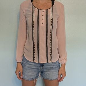 buy1 Get1 Free Tops! Women's Pink sheer Lace Top size small